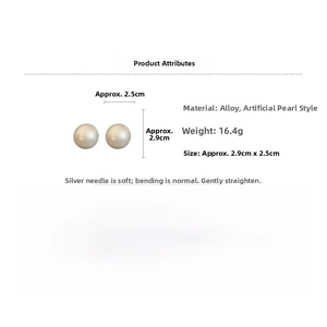 Détails des boucles d'oreilles perles rondes montrant les dimensions 2,9 cm et le poids