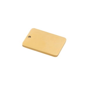 Polished gold rectangular stainless steel pendant tag with hole for jewelry making