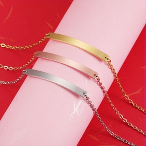 Minimalist Curved Bar Bracelet 18K Gold Plated 304 Stainless Steel Geometric Link Jewelry For Women Gift
