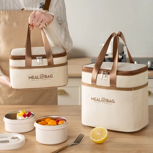 Portable insulated meal bag set with thickened aluminum foil and double zipper handles