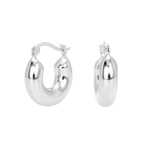 Polished S925 sterling silver hoop earrings with thick tubular design and smooth finish