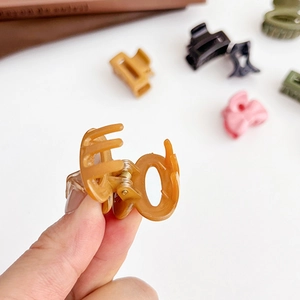 Morandi color mini hair claw clip in amber brown for fringe and side hair styling