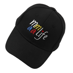 Classic black cotton baseball cap with colorful embroidery for casual street style