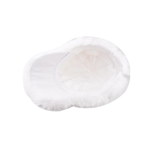 Soft white faux rabbit fur baseball cap with plush lining for autumn and winter warmth