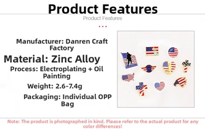Détails des épinglettes drapeau américain en alliage de zinc avec émail et motif aigle