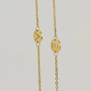 Minimalist 18K gold titanium steel chain bracelet with M and E letter pendants