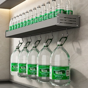 Gunmetal grey wall-mounted kitchen rack with hooks showcasing heavy load-bearing capacity