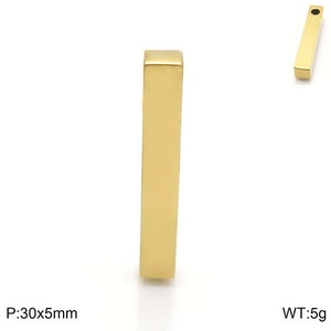 Polished gold rectangular bar pendant detailed specs with 30x5mm size and 5g weight