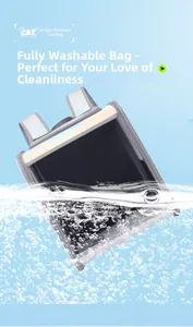 Détail du tissu lavable du sac à bandoulière gris clair pour chat avec effets d'eau visuels