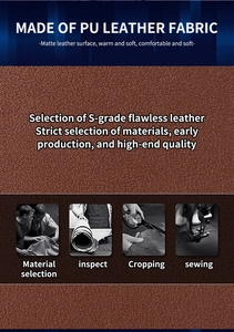 Detail of premium brown PU leather material with soft matte pebble grain texture