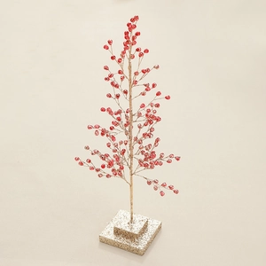 Christmas Decoration Berry Tree Wreath Rattan Branch Metal Wire Acrylic Beads Glitter Festive Tabletop Ornament