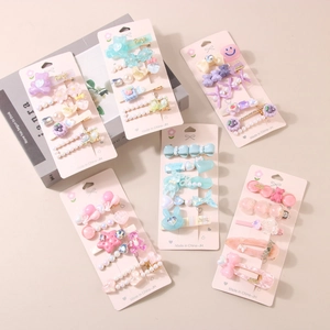 Collection de Pinces à Cheveux Mignonnes en Résine et Métal pour Femmes et Filles Motif Fleurs Ours Cœur Accessoires de Coiffure Style Doux