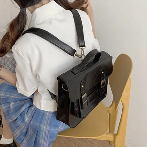 Sac à dos vintage style collège pour femme sac à main en cuir PU mode décontracté