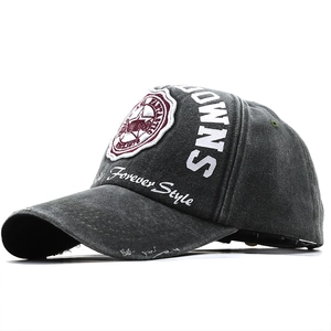 Detail showing vintage wash fabric with Forever Style and star patch embroidery on baseball cap
