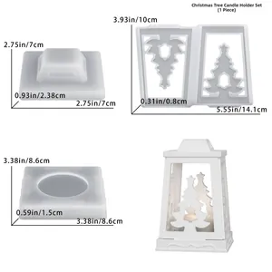 Detailed dimensions for DIY Christmas tree candle holder silicone mold parts