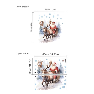 Cartoon Santa Claus and reindeer wall sticker for Christmas decor with size specifications