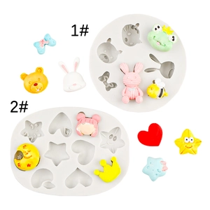 Moule En Silicone Animaux Dessin Animé Ours Grenouille Lapin Étoile Cœur Pour Bricolage Résine Et Décoration Gâteau Chocolat