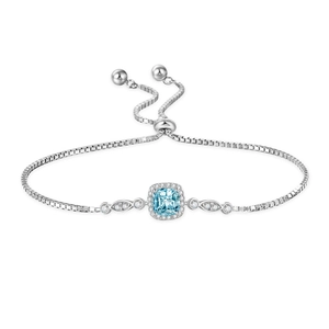Adjustable S925 sterling silver ocean star bracelet with blue topaz and cubic zirconia
