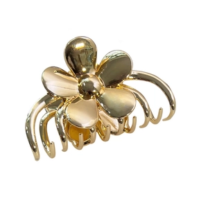 Elegant gold metal flower claw clip for women's French style hair accessories