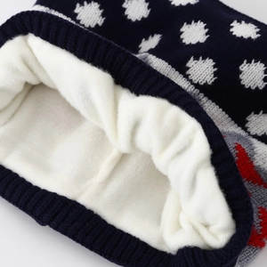 Winter-Strickmütze mit Fleecefutter und Schneeflockenmuster für warme Kinderbekleidung