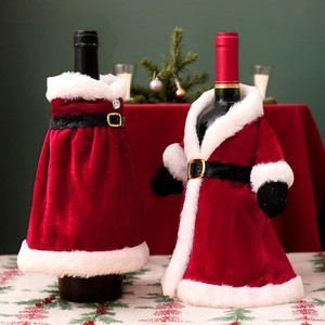 Christmas Wine Bottle Covers Velvet Knit Faux Fur Decorative Sleeves Dining Table Home Xmas Santa Gnome Elf Party Decor