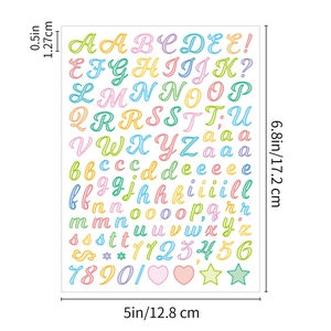 Detailed view of 0.5 inch waterproof alphabet stickers in colorful macaron shades