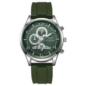 Men Quartz Watch Silicone Strap Alloy Case Calendar Chronograph Casual Sporty Business Wristwatch
