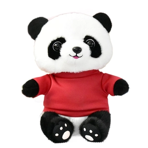 Adorabile peluche a forma di panda con maglione rosso, morbido pupazzo per bambini