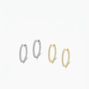 925 Sterling Silber Creolen Voll Micro Pave Zirkonia Funkelnd Rund Geometrisch Schmuck Für Damen