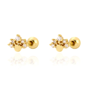 Cluster CZ Earrings With 925 Sterling Silver Earring Post Small Dainty Screw Ball Back Piercing Jewelry Women