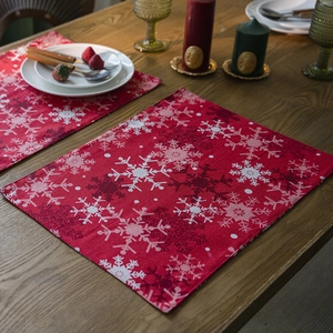 Christmas Placemats Double Layer Cotton Polyester Blend Heat Resistant Festive Table Decor Dining Room Kitchen