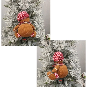 Detailed back and side view of a handcrafted crochet gingerbread man Christmas ornament