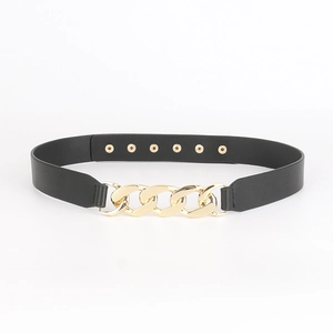 Women Fashion PU Leather Waist Belt With Metal Chain Decoration Punk Gothic Style Adjustable Corset Belt For Dresses Coats