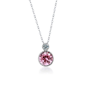 S925 sterling silver Heart of Ocean necklace featuring pink and white crystal pendants