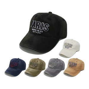 Casquette De Baseball Broderie Lettres Paris Coton Lavé Vintage Chapeau Soleil Réglable Hommes Femmes Décontracté