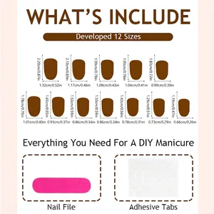 Size guide for 12 sizes of ocean blue cat eye press-on nails with tool kit