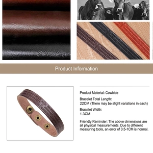 Bracelet rétro en cuir véritable avec motif de battement de cœur et écriture