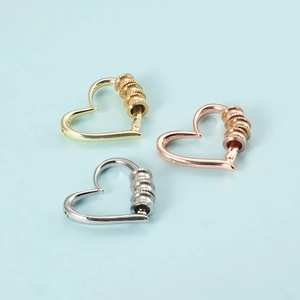 Hollow Heart Shape Jewelry Connector With Stainless Steel Beads Brass Metal DIY Craft Supplies For Necklace Bracelet
