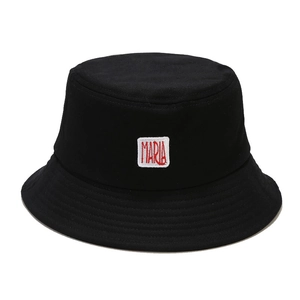 Chapeau bob femme en coton noir avec broderie Maria pour la protection solaire et loisirs