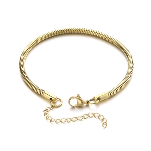 Bracelet chaîne serpent élégant en acier inoxydable doré avec fermoir mousqueton réglable