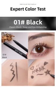 Dettaglio della matita gel eyeliner nero 01# impermeabile con texture liscia e pigmentata