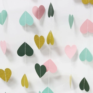 Glitter gold heart paper garland for birthday wedding party wall hanging decoration
