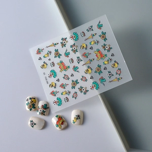 5D embossed nail art stickers with gothic skull, flowers and tattoo designs for Halloween