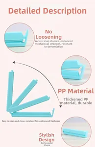 Detail showing the snap-lock closure and thick PP plastic of the light blue sealing clip