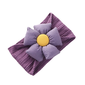Purple jacquard nylon floral baby headband with a soft wide band for infants