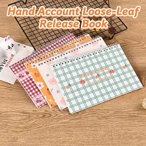 Minimalist A5 loose-leaf notebook set with colorful floral and grid patterns