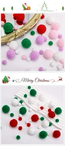 Colorful Christmas pom poms in various sizes for DIY holiday crafts and gift wrapping