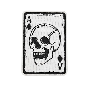 Ace of Spades skull embroidery patch with high quality needlework and iron-on backing