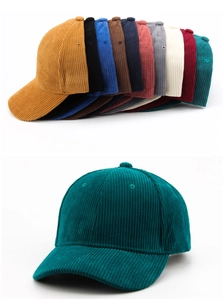 Detailed close-up of corduroy texture and color variety for vintage baseball caps