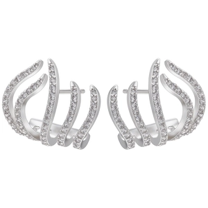 Modern 18K gold-plated multi-row ear crawlers with micro-pave cubic zirconia crystals